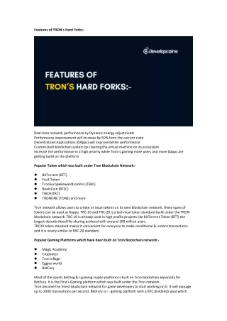 features of tron s hard forks