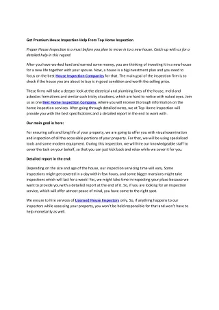 Get Premium House Inspection Help From Top Home Inspection