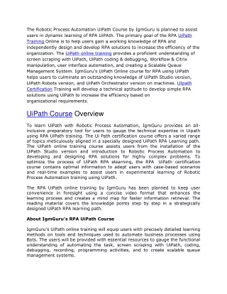 the robotic process automation uipath course