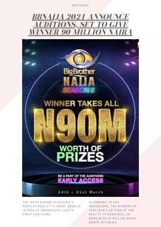 BBNaija 2021 Announce Auditions, Set To Give Winner 90 Million Naira