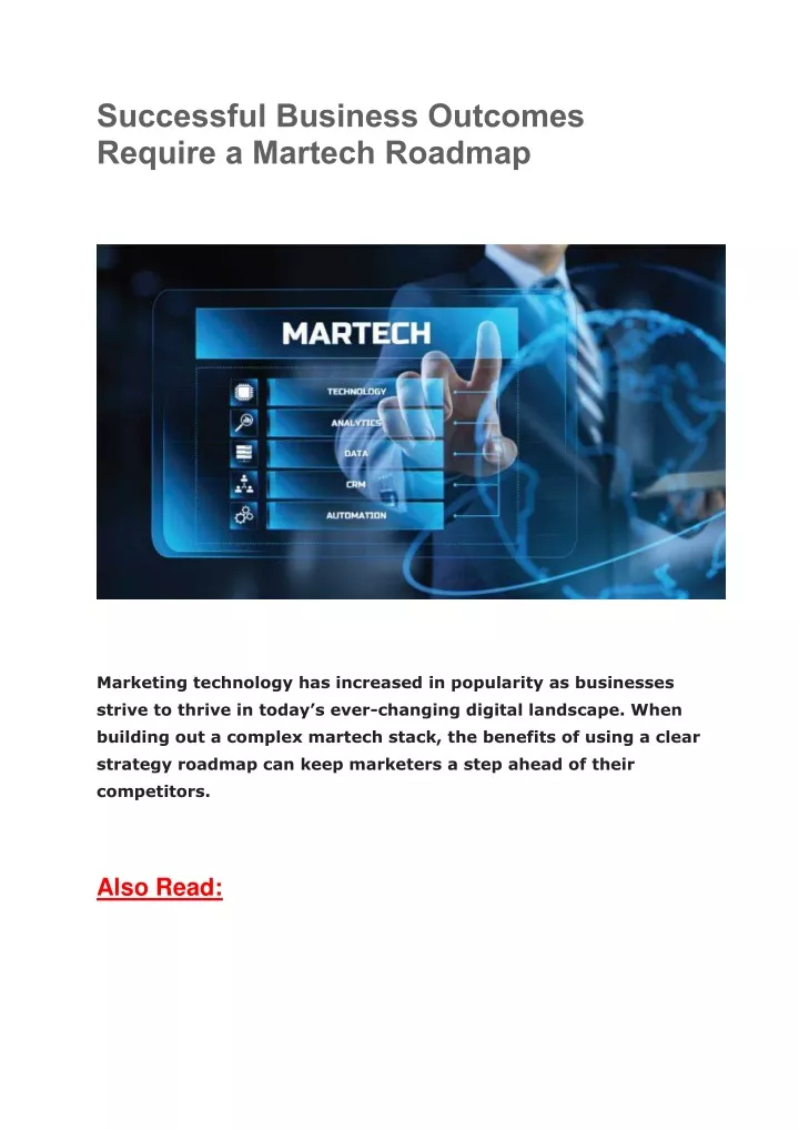 successful business outcomes require a martech