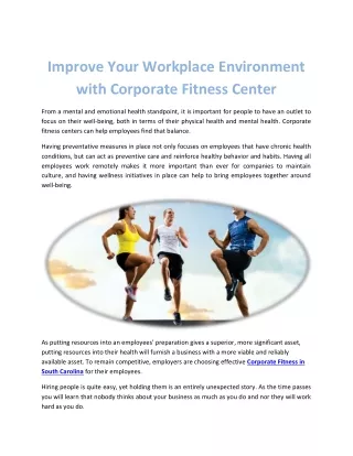 Improve Your Workplace Environment with Corporate Fitness Center