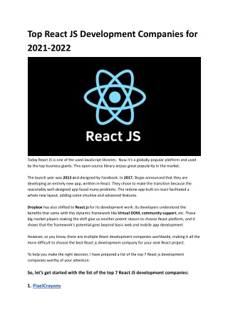 top react js development companies for 2021 2022