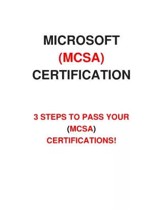 100% PASS MCSA Certificate Without Exam or Training