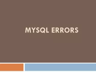 MySQL Errors