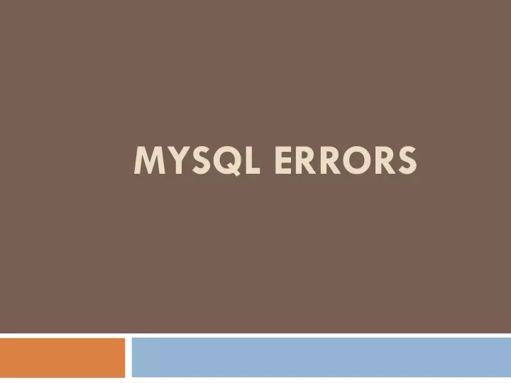 mysql errors