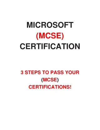 100% PASS MCSE Certificate Without Exam or Training