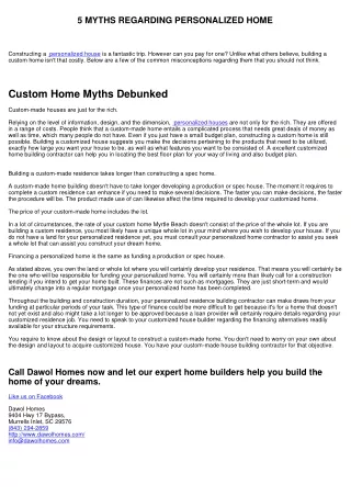 5 MISCONCEPTIONS CONCERNING CUSTOMIZED HOME