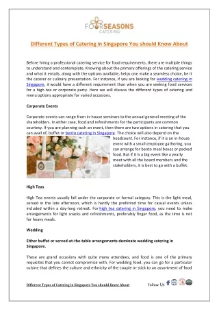 different types of catering in singapore