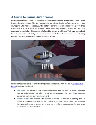 A Guide To Karma and Dharma
