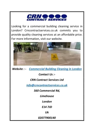 Commercial Building Cleaning In London | Crncontractservices.co.uk