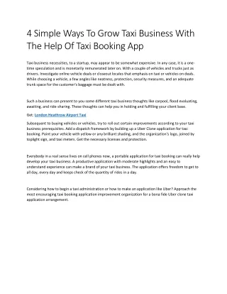 4 Simple Ways To Grow Taxi Business With The Help Of Taxi Booking App