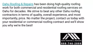 Oahu Roofing & Repairs | (808) 746-2009