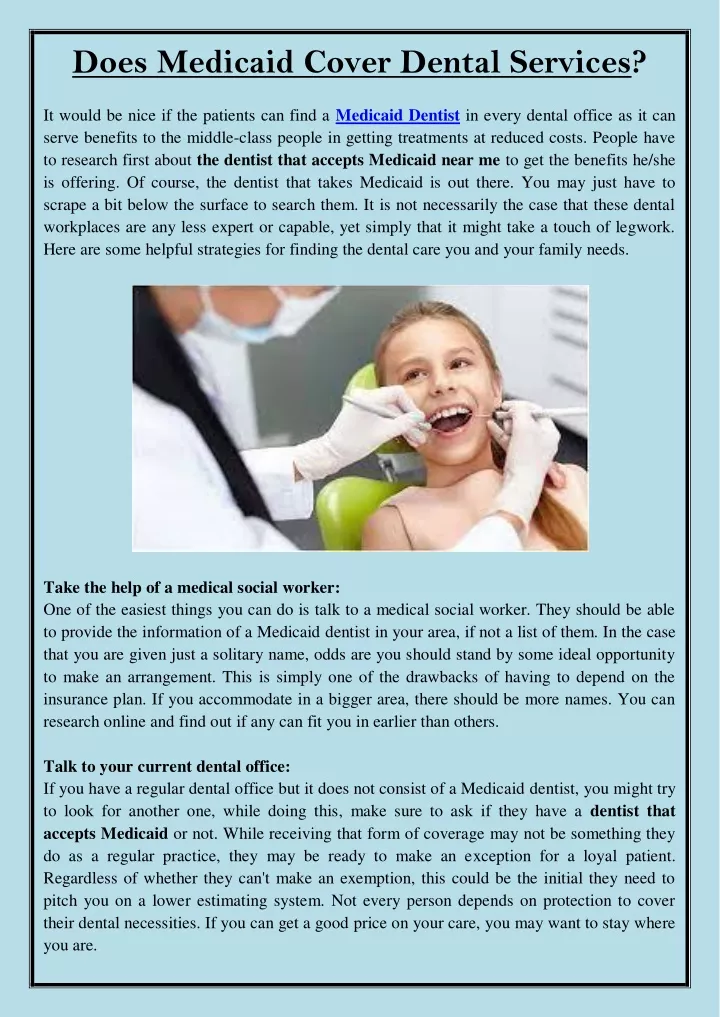 does medicaid cover dental services