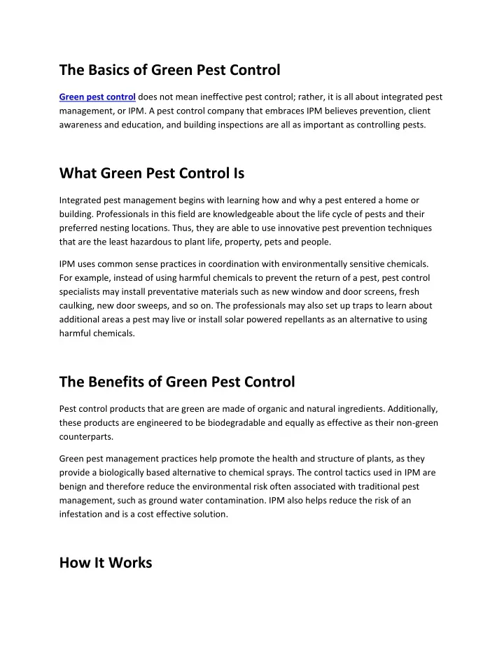 the basics of green pest control