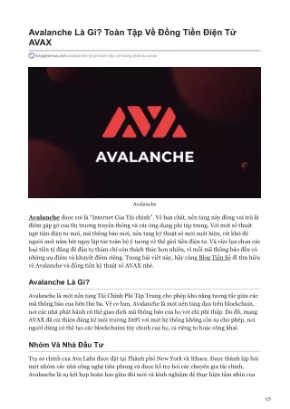 avalanche l g to n t p v ng ti n i n t avax