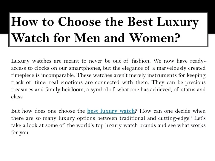 how to choose the best luxury watch for men and women