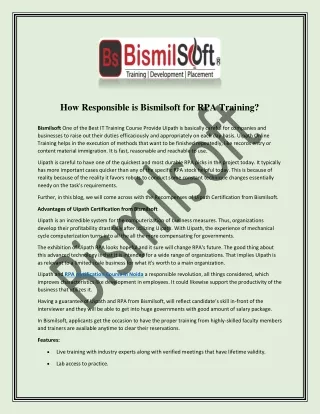 how responsible is bismilsoft for rpa training