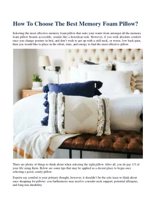 how to choose the best memory foam pillow
