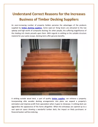 Understand Correct Reasons for the Increases Business of Timber Decking Suppliers