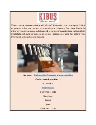 botiga online de cervesa artesana catalana | Kibus.cat