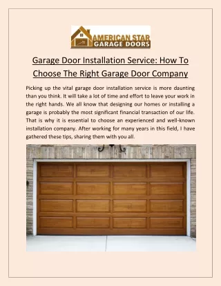 Garage Door Installation Service