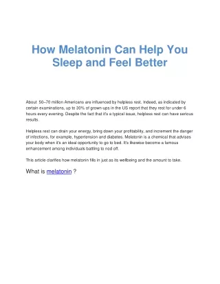 how melatonin can help you sleep and feel better