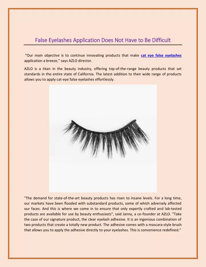 false eyelashes application does not have