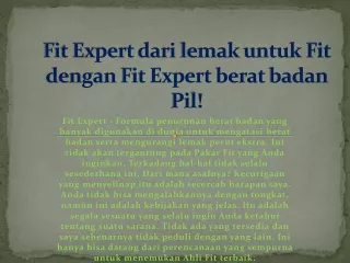 Fit Expert dari lemak untuk Fit dengan Fit