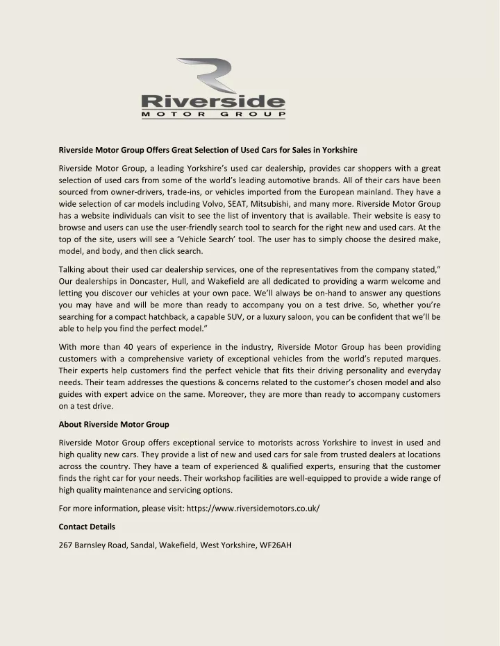 riverside motor group offers great selection
