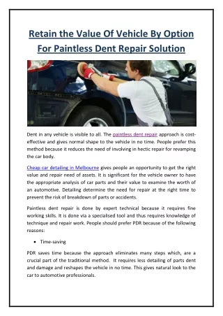 retain the value of vehicle by option