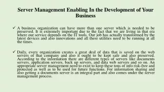 server management enabling in the development of your business