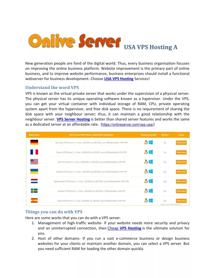 usa vps hosting a