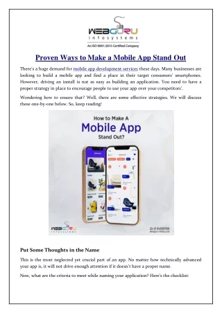 proven ways to make a mobile app stand out