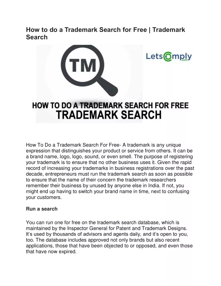 how to do a trademark search for free trademark