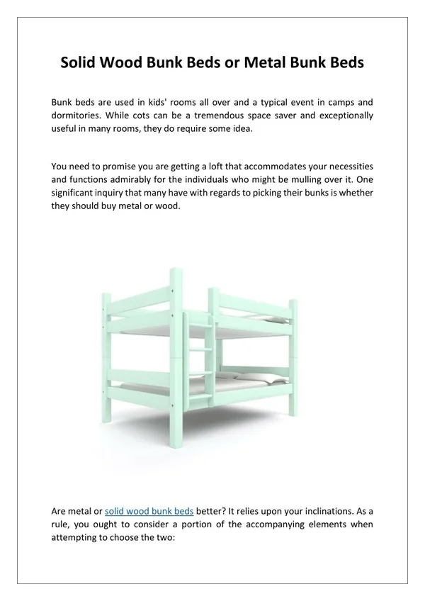 Solid Wood Bunk Beds or Metal Bunk Beds