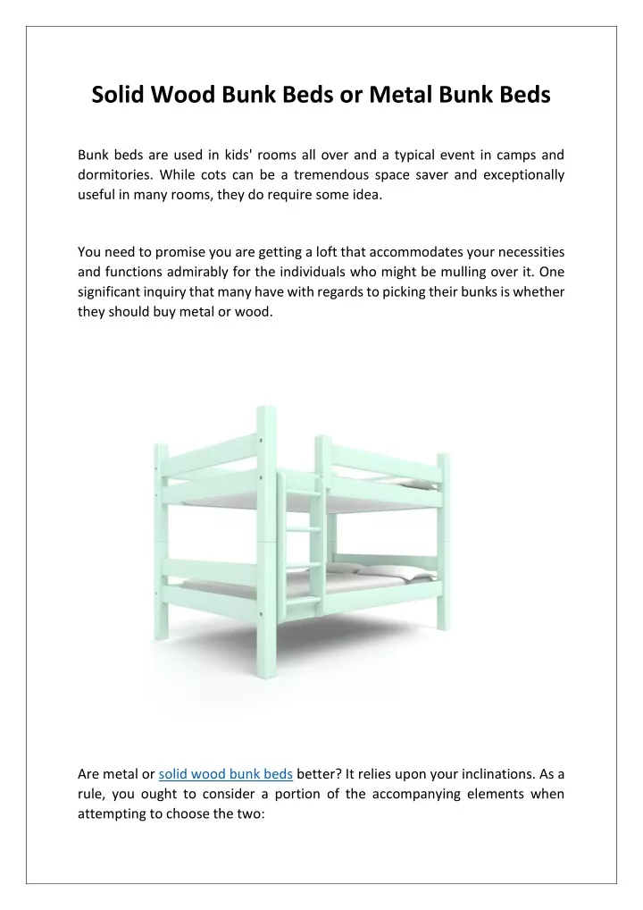 solid wood bunk beds or metal bunk beds