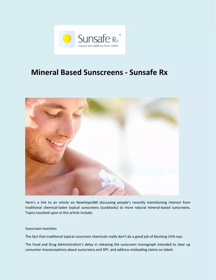 mineral based sunscreens sunsafe rx