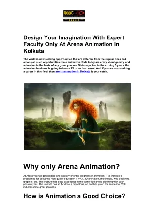 Design your Imagination with Expert Faculty only at Arena Animation in Kolkata