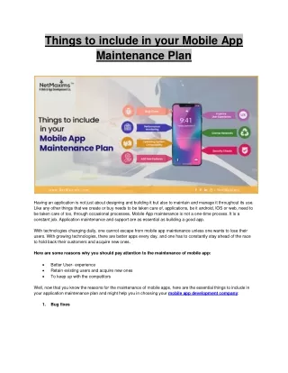 things to include in your mobile app maintenance