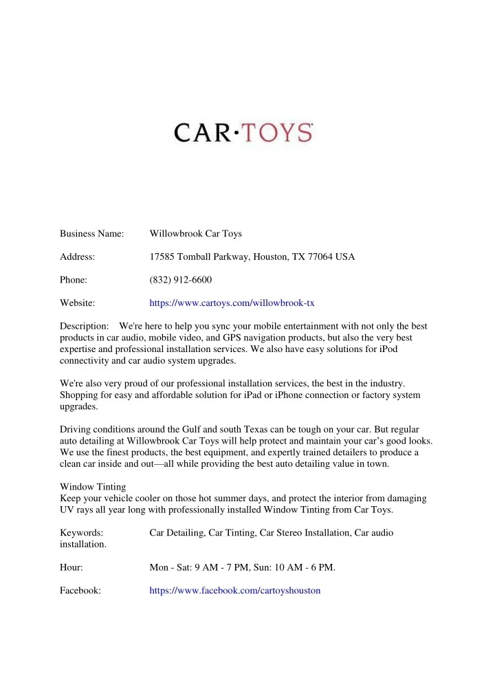PPT Willowbrook Car Toys PowerPoint Presentation, free download ID