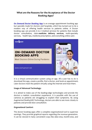 What are the Reasons for the acceptance of the Doctor Booking Apps