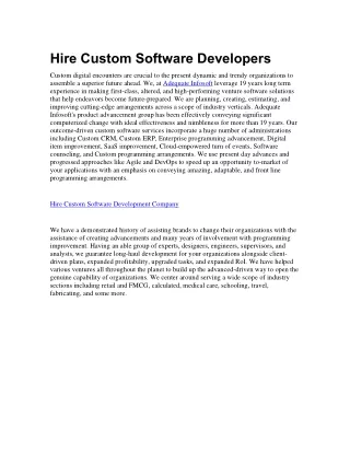 hire custom software developers
