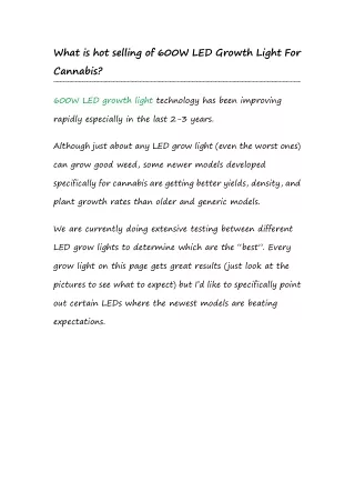 What is hot selling of 600W LED Growth Light For Cannabis