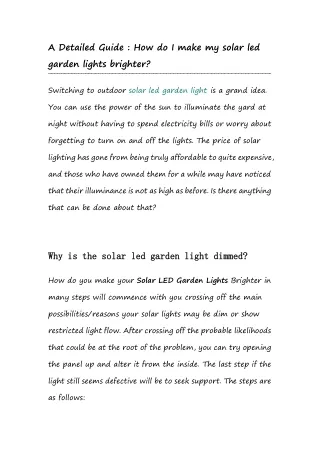 How do I make my solar led garden lights brighter