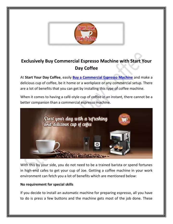 exclusively buy commercial espresso machine with