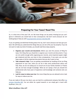 Preparing For Your Taxes Read This