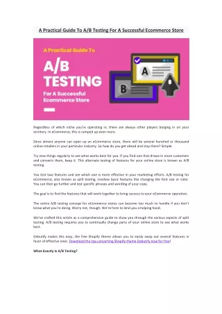 a practical guide to a b testing for a successful