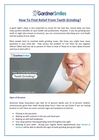 how to find relief from teeth grinding a good
