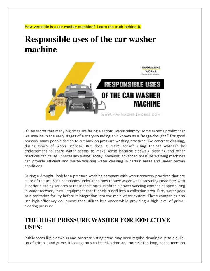 how versatile is a car washer machine learn